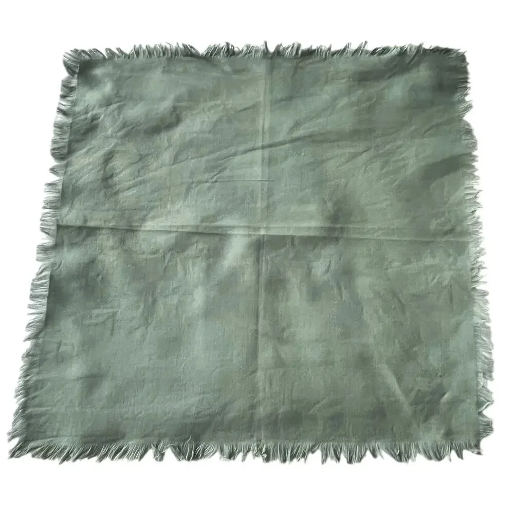 Vintage Set of 7 Dinner Linen Napkins Neutral Colors Fringed Farmhouse Boho